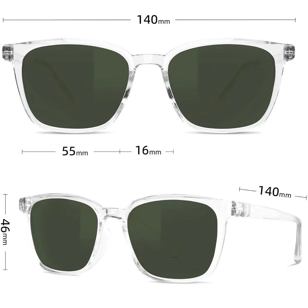 NWT‎ B.N.U.S Polarized Sunglasses Crystal Clear G-15 Corning Glass UV400
